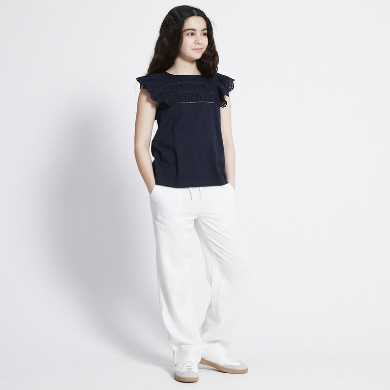 Broderie Frill Top "Kira" Navy